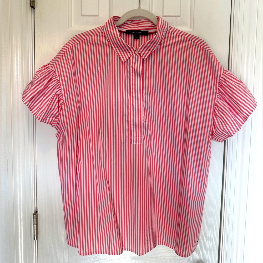 Pink and White Striped Tommy Hilfiger Blouse in size 0X